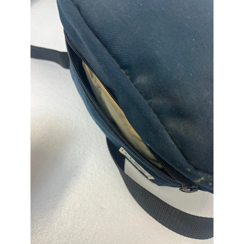 LL Bean Vintage Camera Bag Navy Blue Padded Canvas Shoulder Strap Freeport Maine